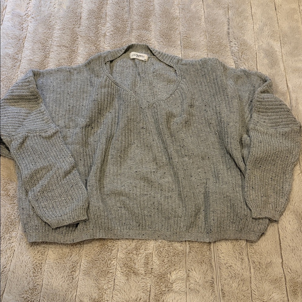 Carly Jean Los Angeles Heathered Gray Crew Neck Sweater